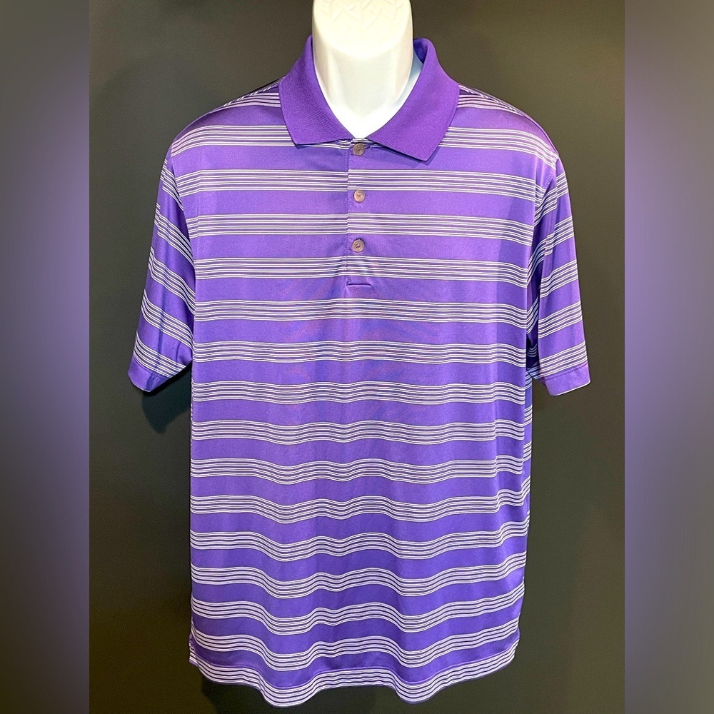 Nike Men’s FITDRY Tour Stripped Golf Polo in Purple Size L